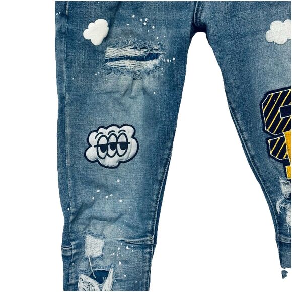 Smoke Rise Jeans Men's 34X34 (33.5") Distressed Destroyed Streetwear Stretch - Picture 4 of 16